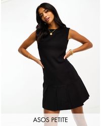 ASOS - Asos Design Petite Sleeveless Mini Dress With Pleated Skirt - Lyst