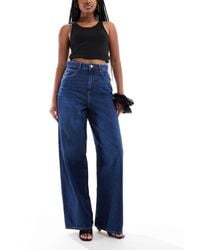 ONLY - – paulina – weite jeans aus dunkelem denim mit hohem bund - Lyst