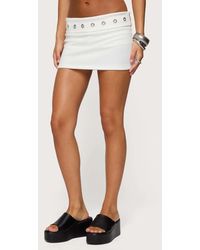 Edikted - Havana Grommet Ribbed Foldover Mini Skort - Lyst