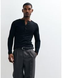ASOS - Slim Fit Long Sleeve T-shirt With Henley Neck - Lyst