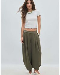 Stradivarius - Sarouel Trousers With Buckle - Lyst