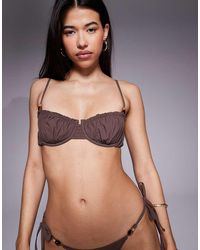 ASOS - Honey Ruffle Underwired Balcony Bikini Top With Resin Bead - Lyst