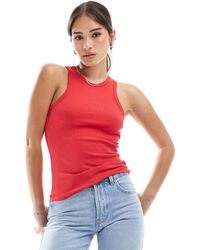 New Look - Canotta Rossa Con Scollo A Vogatore - Lyst