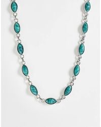 Reclaimed Vintage - Faux Moss Agate Chain Link Necklace - Lyst
