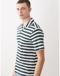 New Look - Stripe Knitted Shirt - Lyst
