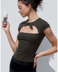 Stradivarius - Polka Dot Bow T-shirt - Lyst