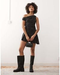 Motel - Tohari Off Shoulder Aysmetric Ruffle Mini Dress - Lyst