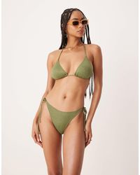 Stradivarius - Textured Tie Side Bikini Bottom - Lyst
