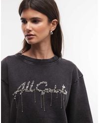 AllSaints - Chains Pippa Embellished Logo Sweatshirt - Lyst