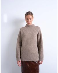 TOPSHOP - Knitted Oversized High Neck Jumper - Lyst