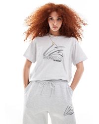 ASOS - T-shirt regular fit color ghiaccio mélange con stampa sportiva - Lyst
