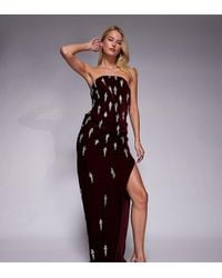 ASOS - Asos Design Tall Velvet Corset Embellished Maxi Dress With Draped Skirt Overlay - Lyst