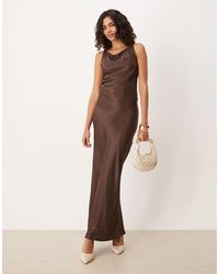 ASOS - Satin Tie Back Slash Neck Dress - Lyst
