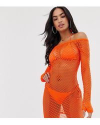 ASOS Neonoranje Strandjurk Van Jersey Netstof