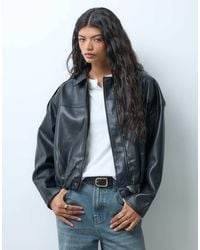 ONLY - Faux Leather Bomber Jacket - Lyst
