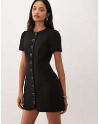 Forever New - Structured Puff Sleeve Button Down Mini Dress - Lyst
