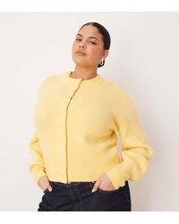ASOS - Asos Design Curve Compact Fluffy Cardigan With Structured Sleeve - Lyst