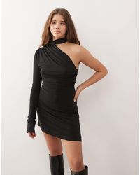 Weekday - Halter Neck One Shoulder Long Sleeve Mini Dress - Lyst