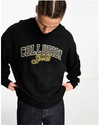 Collusion - Felpa con stampa stile college, colore nero - Lyst