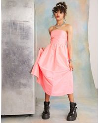 Collusion - Bandeau Fluted Midi Dress - Lyst