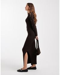 Mango - Teen Knitted Maxi Dress With Sleeve Button Detail - Lyst