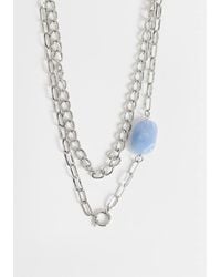 TOPSHOP - Oakley Stainless Steel Multi Chain Necklace With Blue Stone - Lyst