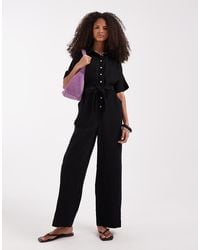 ONLY - Tie Waist Short Sleeve Jumpsuit - Lyst