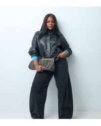 ONLY - Funnel Neck Faux Leather Bomber Jacket - Lyst