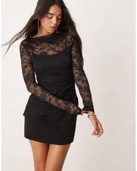 EVER NEW - Long Sleeve Lace Mini Dress - Lyst
