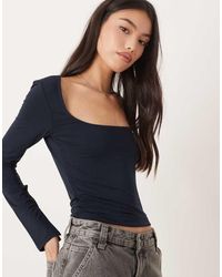 Gina Tricot - Long Sleeve Top With Scoop Neck And Split Cuffs - Lyst
