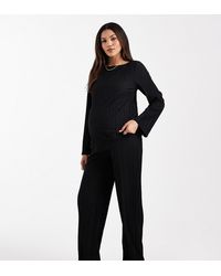 Mama.licious - Mamalicious Maternity Wide Leg Plisse Trousers Co-ord - Lyst