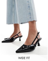 Glamorous - Slingback Kitten Heeled Shoes With Bow - Lyst