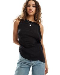 Collusion - Sheer Asymmetric Longline Top With Lace Up Back - Lyst