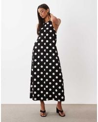 ASOS - Polka Dot Trapeze Midi Dress - Lyst