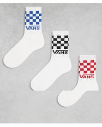 Vans - Pack De 3 Pares De Calcetines De De Caña Alta A Cuadros Clásicos De - Lyst