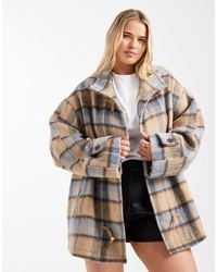 ASOS - Asos Design Curve Funnel Wool Blend Car Coat With toggles - Lyst