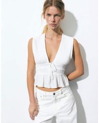 Pull&Bear - Crepe Top With Ties - Lyst