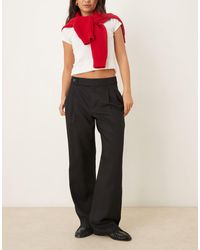 ASOS - Wool Blend Tailored Low Rise Relaxed Straight Leg Trousers - Lyst