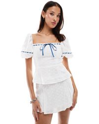 Daisy Street - Low Rise Broderie Mini Skirt With Thread Through Ribbon - Lyst