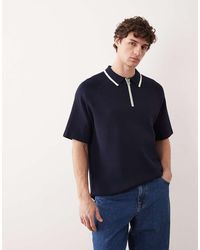 ASOS COLLECTIVE - Co-ord Compact Knitted Relaxed Half Zip Polo - Lyst