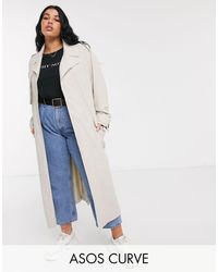 ASOS Asos Design Curve Luxe Oversized Linen Look Trench Coat - Multicolour