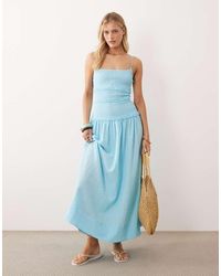 ASOS - Crinkle Maxi Sundress With Shirred Dropped Waist - Lyst