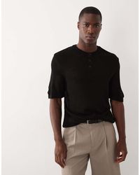 ASOS - Relaxed Knitted Ribbed Henley - Lyst