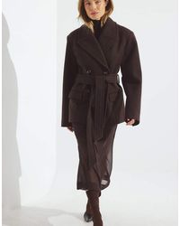 NA-KD - Oversized Wool Blend Short Coat - Lyst