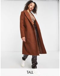 Threadbare - Tall - chai - manteau habillé avec ceinture - chocolat - Lyst