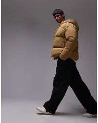 TOPMAN - Chaqueta Amarillo Acolchada Con Capucha De Tejido Texturizado De - Lyst