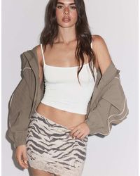Stradivarius - Sequin Mini Skirt With Lace Trim - Lyst