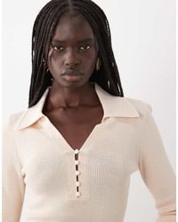 & Other Stories - 100% Wool Slim Fit Collared Top With Fabric Covered Buttons - Lyst