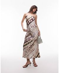 TOPSHOP - Satin Bandeau Slip Maxi Dress - Lyst