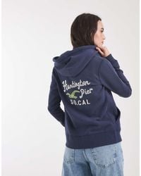 Hollister - Fitted Zip Up Heritage Logo Hoodie - Lyst